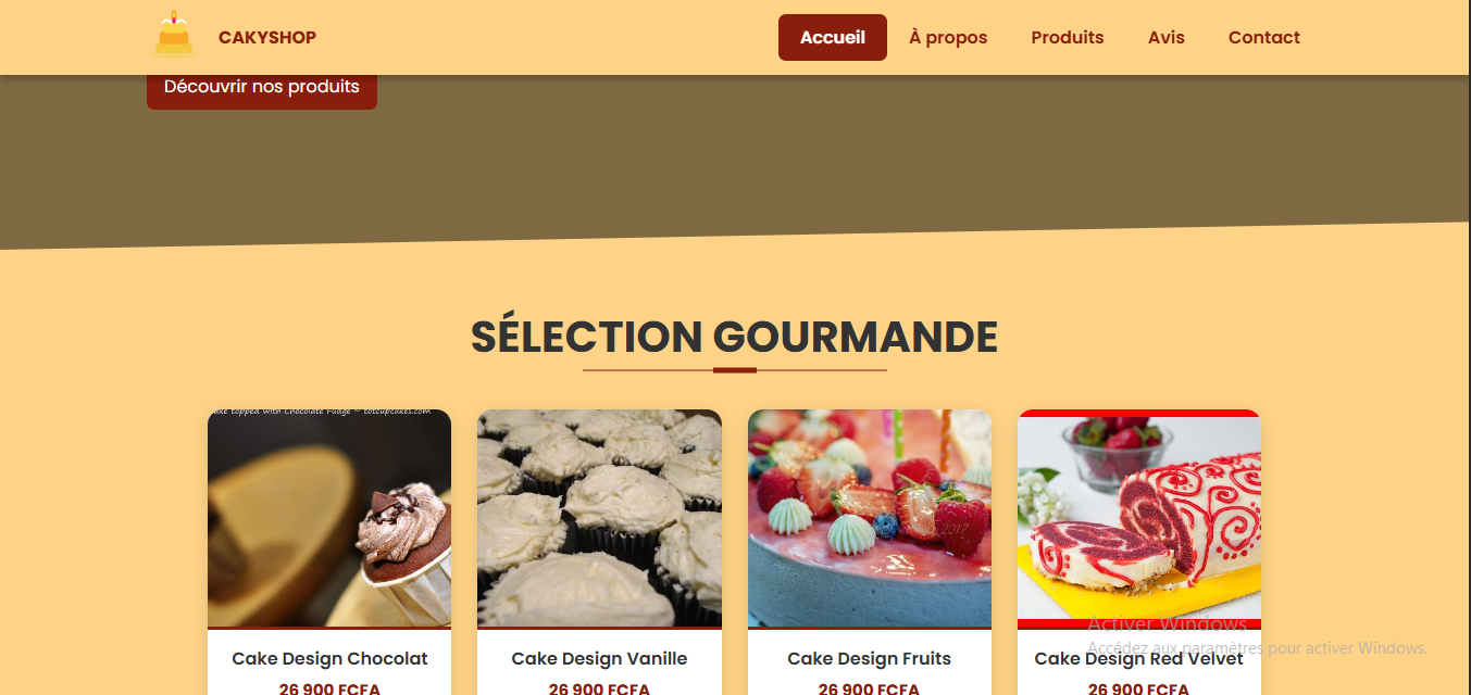 Caky Shop — boutique en ligne de gâteaux et pâtisseries, réalisé par BIMO-tech Dakar