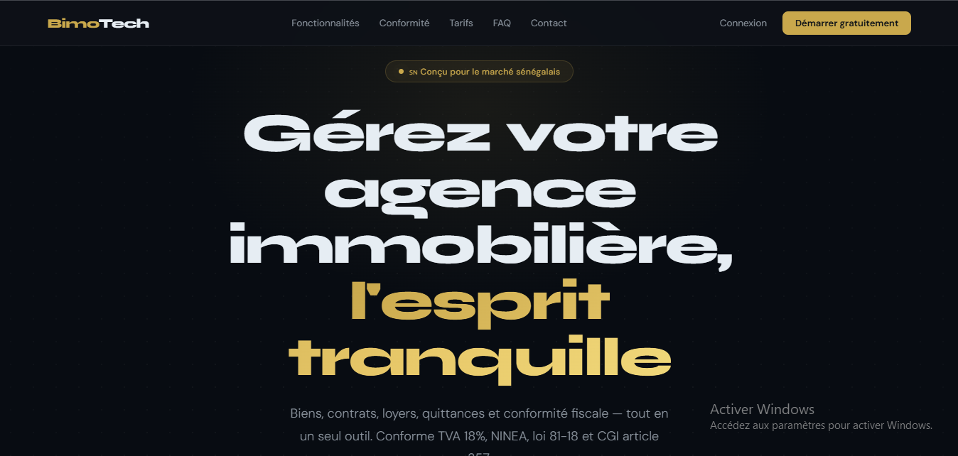 Application de gestion immobilière Laravel — réalisé par BIMO-tech Dakar