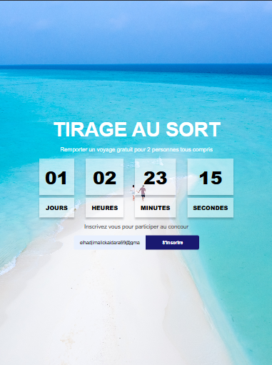 Site événement tirage au sort voyage — réalisé par BIMO-tech Dakar